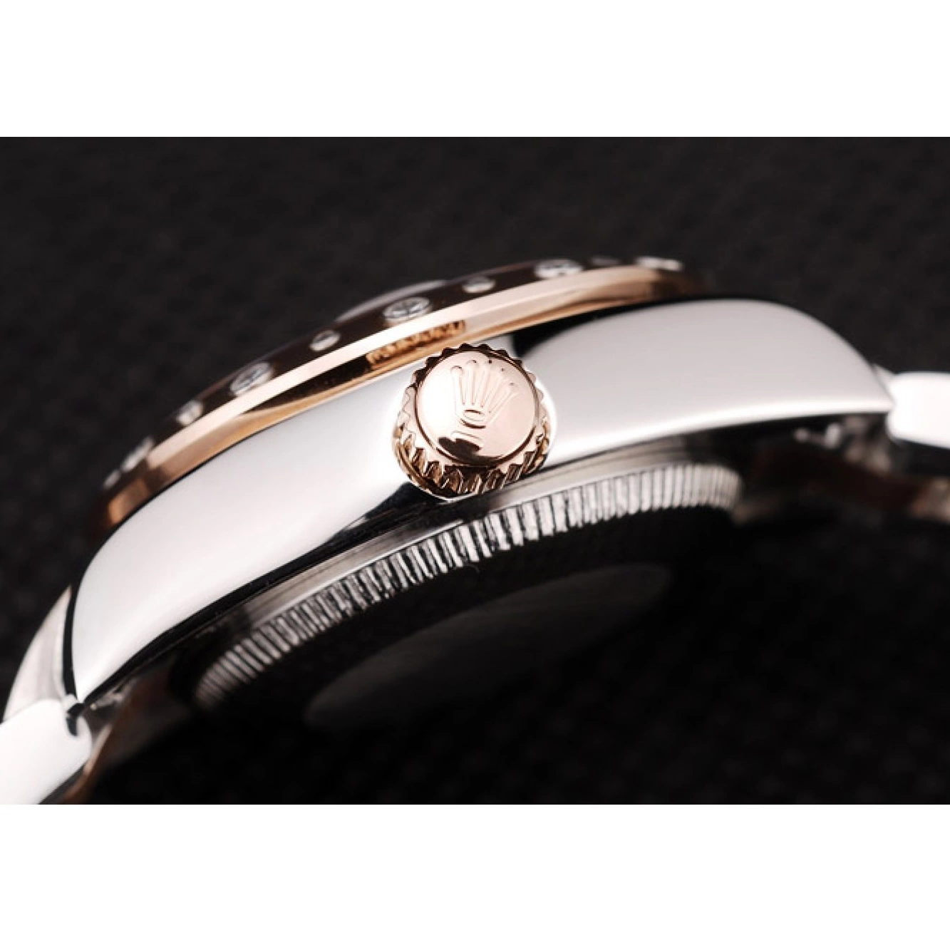 AAA replica watch Dial Plated DateJust Diamond Stainless Steel Brushed Brown Case Rolex 0709
